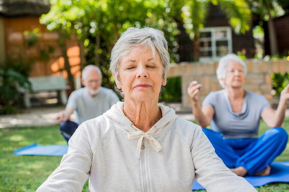 Senior woman meditating