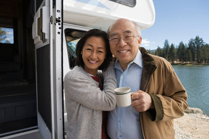 Senior couple on RV road trip