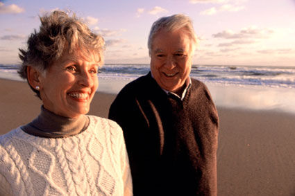 Senior couple enjoying the beach