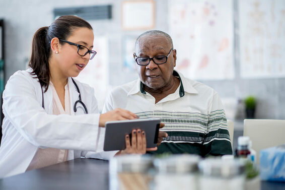 Senior man with doctor