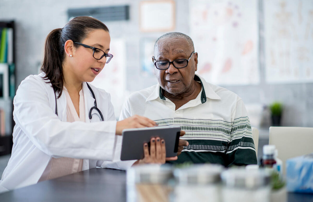 Senior man with doctor