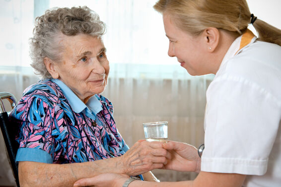 Elderly woman in nursing home
