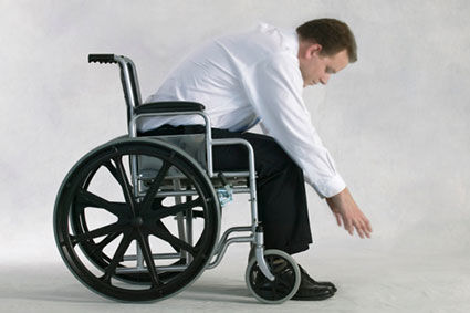 Seated forward bend in wheelchair