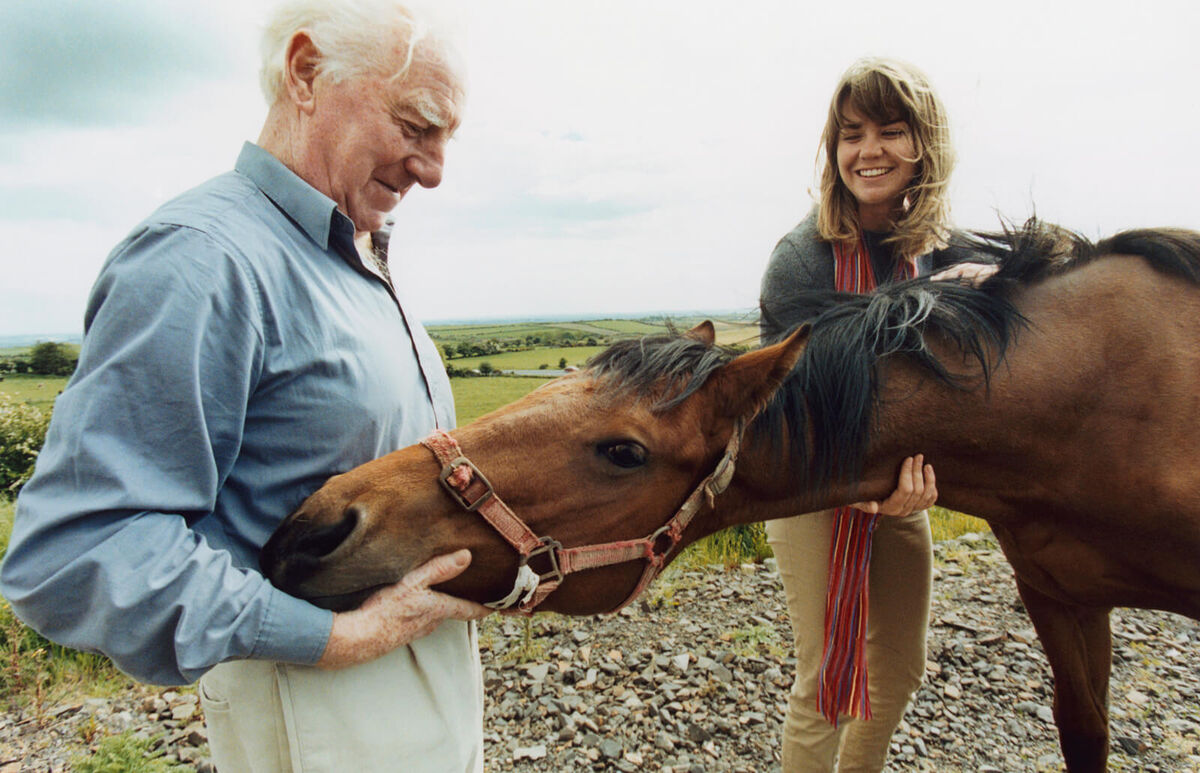 Senior man in equine therapy