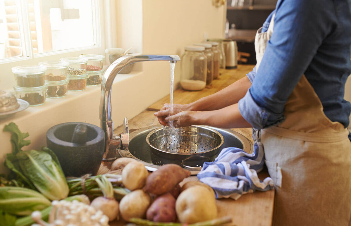 woman washing her hands