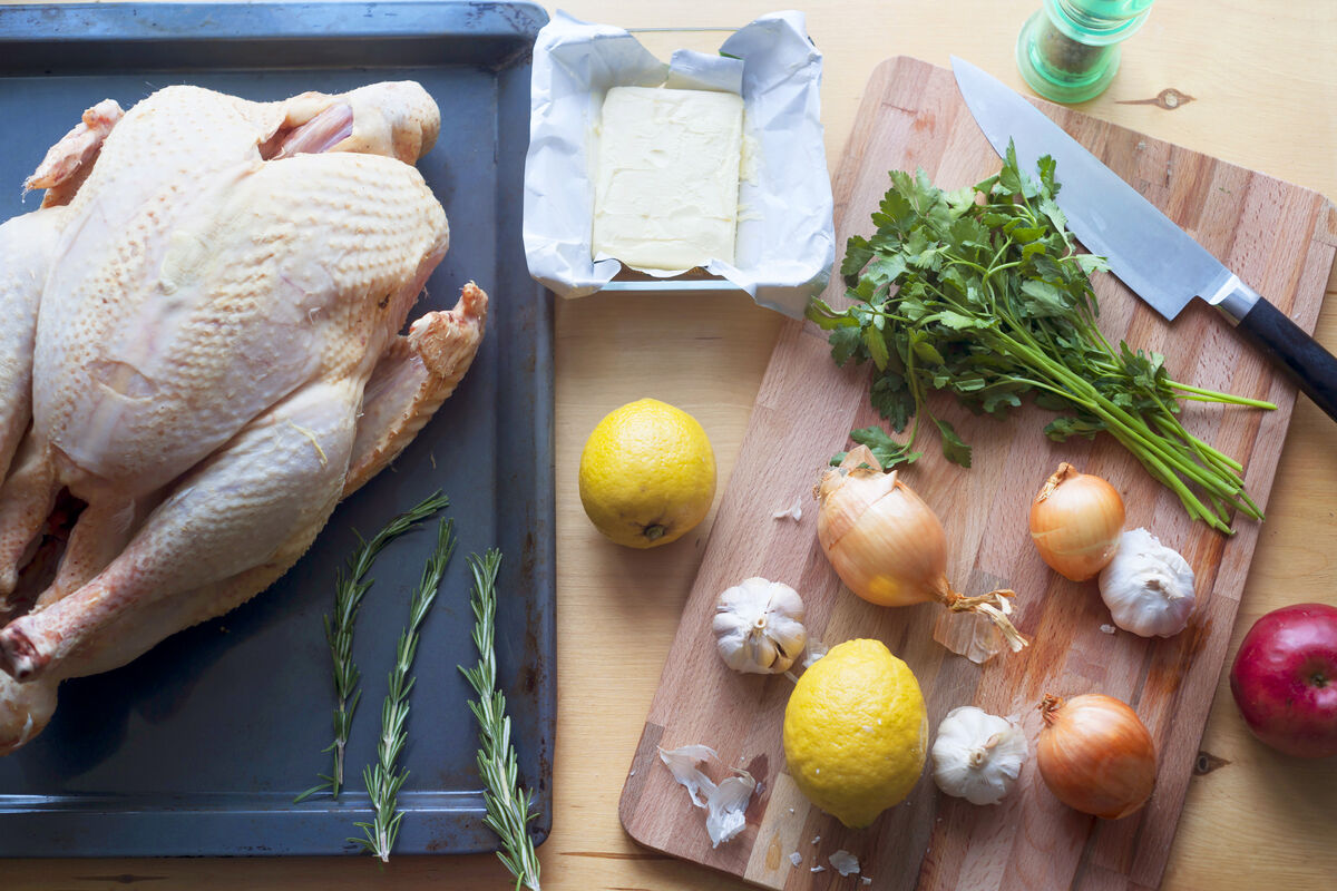 Preparing turkey dinner