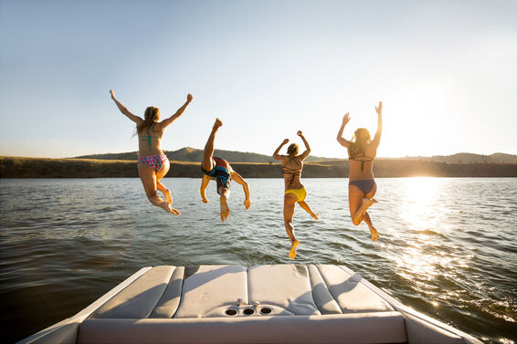 A group of friends enjoying a day at the lake