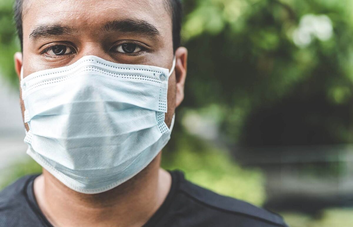 Man Wearing Pollution Mask