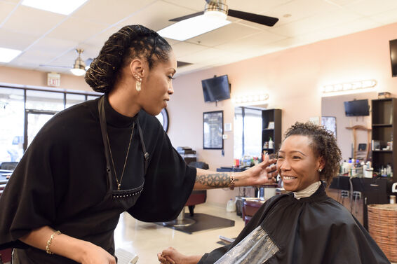 woman getting her hair done
